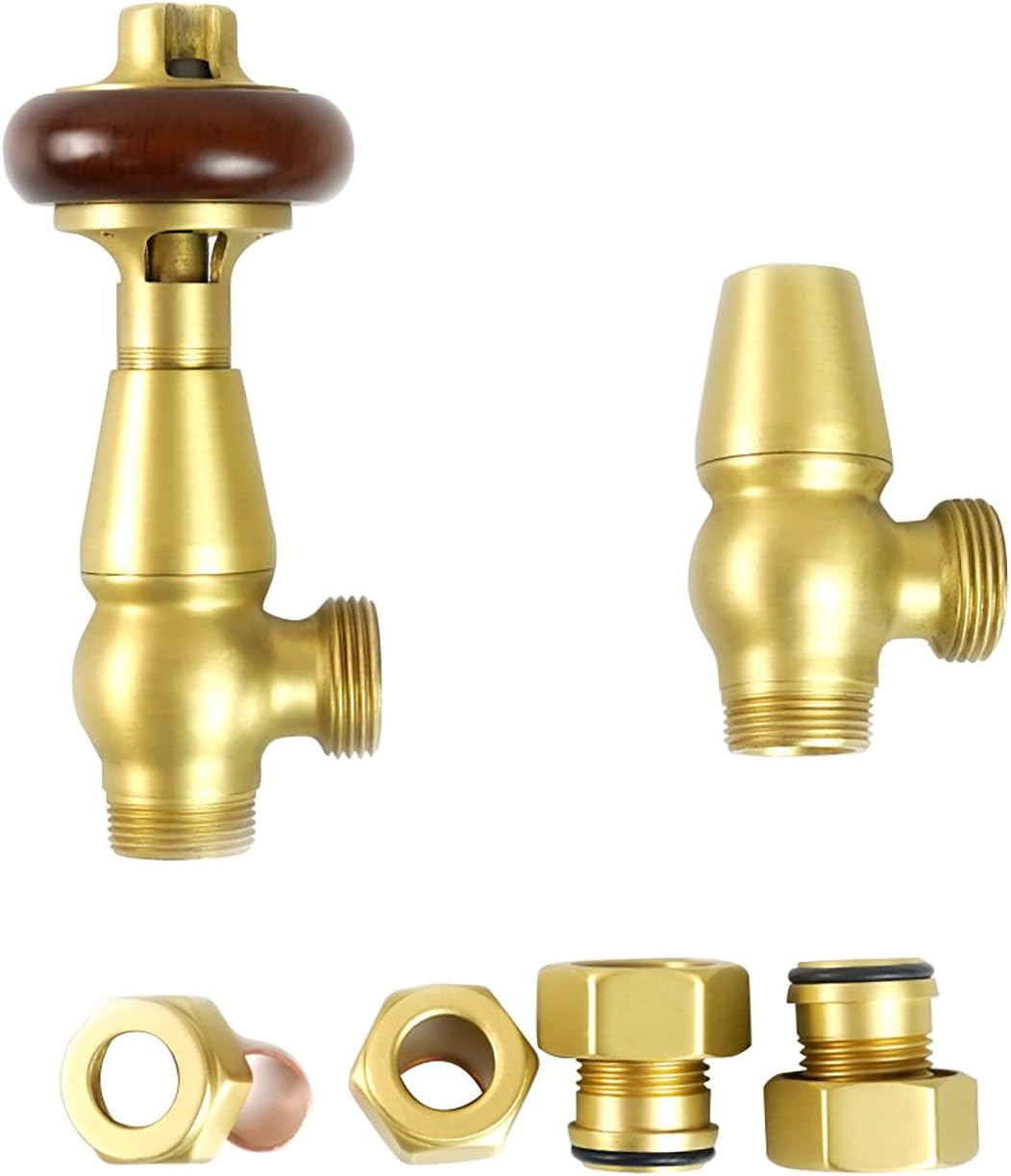 Traditional Thermostatic Angled TRV Radiator valves 1/2'' x 15mm Pack - VCC Home