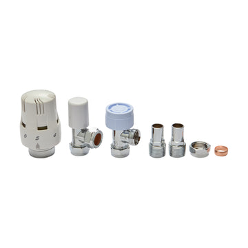 Thermostatic Radiator Valve Angled TRV & Lockshield 15 mm TRV SET