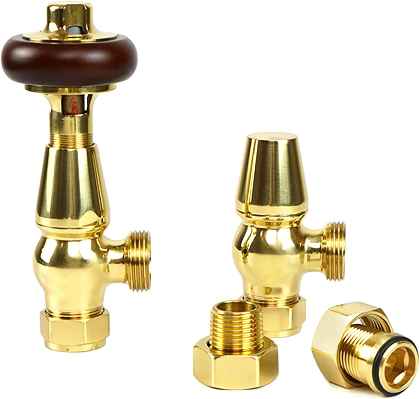 Traditional Thermostatic Angled TRV Radiator valves 1/2'' x 15mm Pack - VCC Home